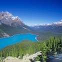 Peyto Lake Tranny  Peyto Lake is a tourist's destination... I was swamped with visitors from the world over trying to nab this shot. The blue water is from suspended rock flour caused by glacial movement.